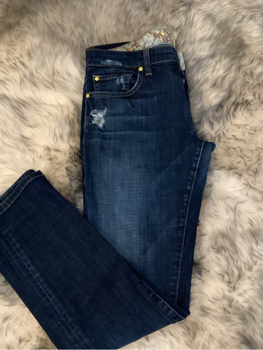 Rich & Skinny Dark Indigo Boyfriend Jeans with Light Distressing